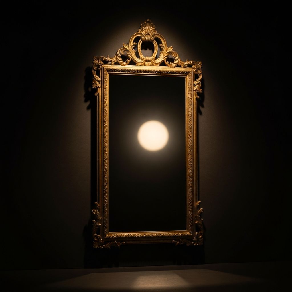 An ornate gilded baroque mirror on display