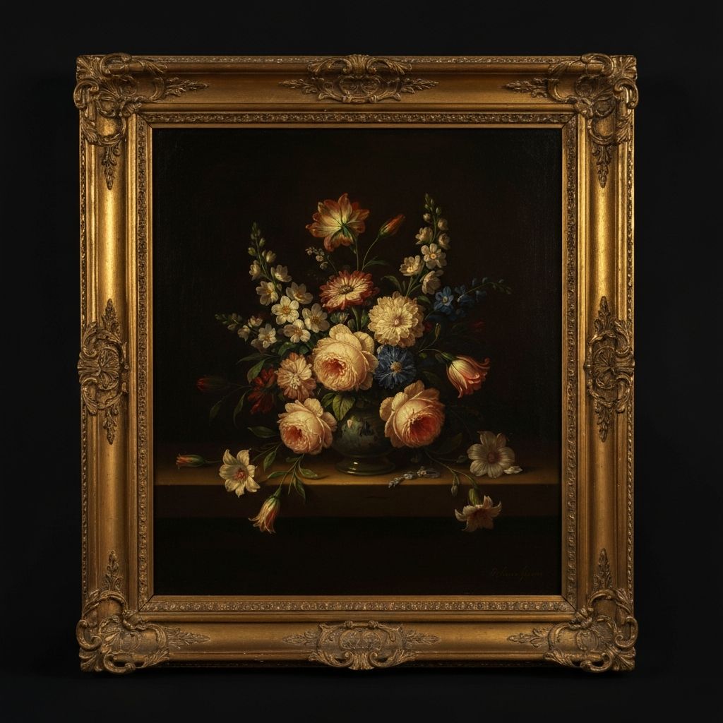 Antique oil painting in gilded gold frame