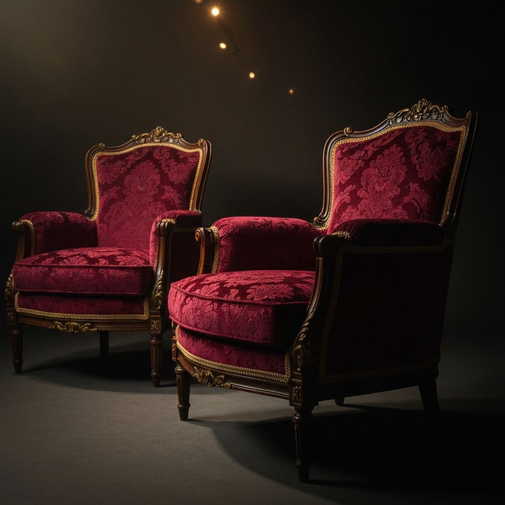 Pair of antique velvet armchairs