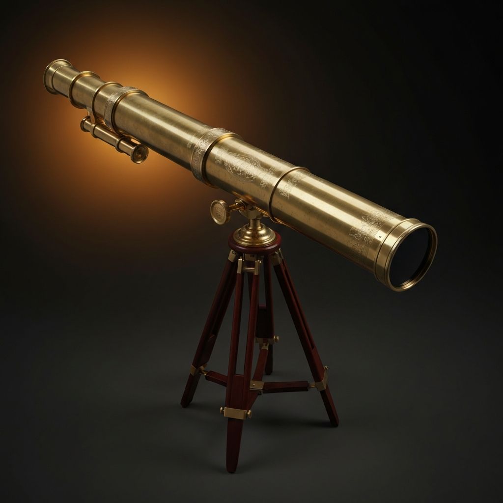 Antique brass telescope on mahogany tripod